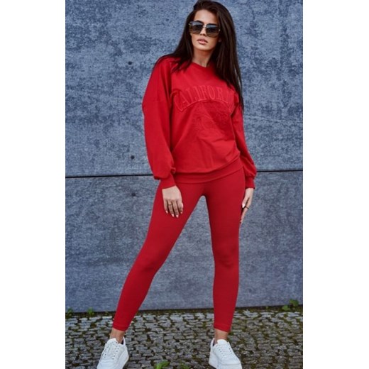 Komplet bawełniany California czerwony ze sklepu intimiti.pl w kategorii Dresy damskie - zdjęcie 187907426