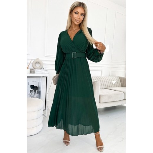 Numoco 414-1 KLARA plisowana sukienka z paskiem i dekoltem ze sklepu intimiti.pl w kategorii Sukienki - zdjęcie 187907476