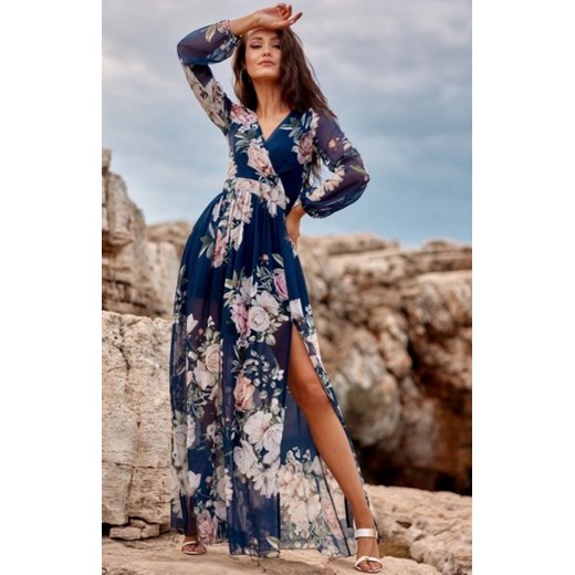 Długa sukienka w kwiaty 0219/D43 ze sklepu intimiti.pl w kategorii Sukienki - zdjęcie 187907505