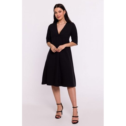 Bewear B280 sukienka trapezowa z dekoltem V czarna ze sklepu intimiti.pl w kategorii Sukienki - zdjęcie 187908027
