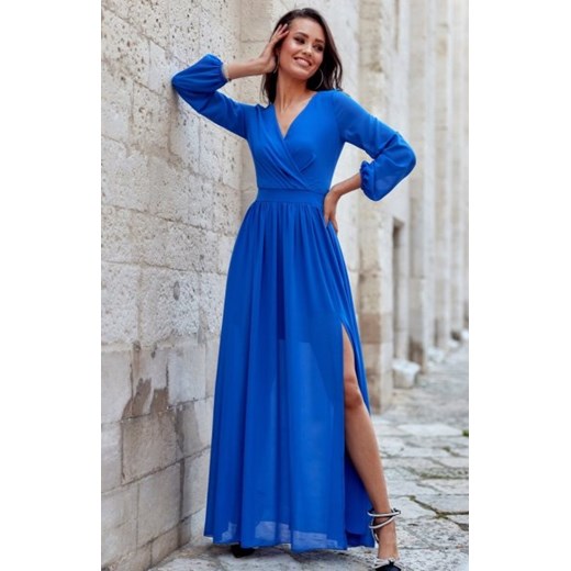 Wieczorowa sukienka maxi chabrowa 0257 ze sklepu intimiti.pl w kategorii Sukienki - zdjęcie 187908396