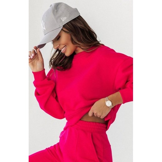 Ivon Lamia krótka oversizowa bluza damska różowa ze sklepu intimiti.pl w kategorii Bluzy damskie - zdjęcie 187908749