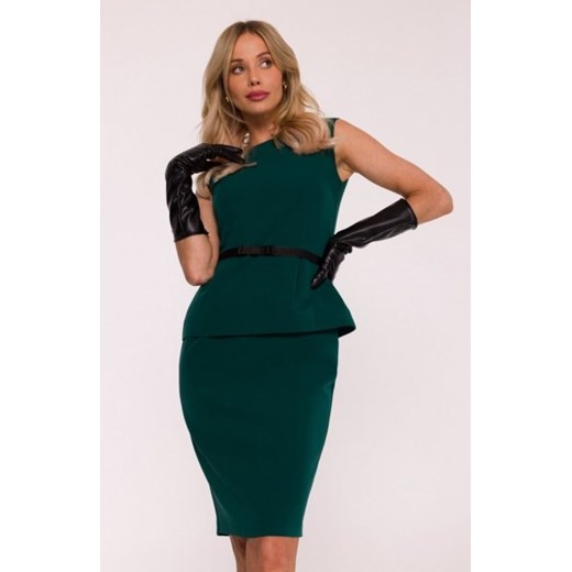 Stylove S427 sukienka ołówkowa z baskinką zielona ze sklepu intimiti.pl w kategorii Sukienki - zdjęcie 187909145