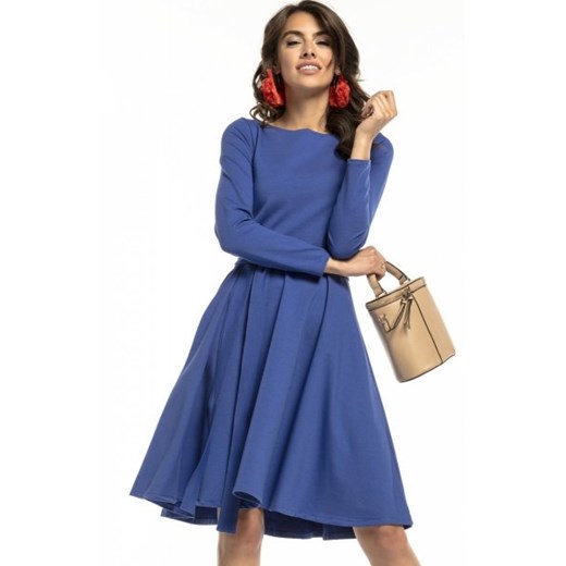 Tessita T287 rozkloszowana sukienka z paskiem niebieska ze sklepu intimiti.pl w kategorii Sukienki - zdjęcie 187909187