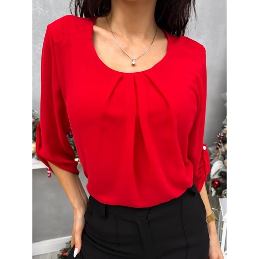 Czerwona Bluzka ze sklepu ModnaKiecka.pl w kategorii Bluzki damskie - zdjęcie 187910685