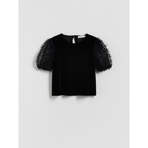 Reserved - Aksamitna bluzka - czarny ze sklepu Reserved w kategorii Bluzki dziewczęce - zdjęcie 187912567