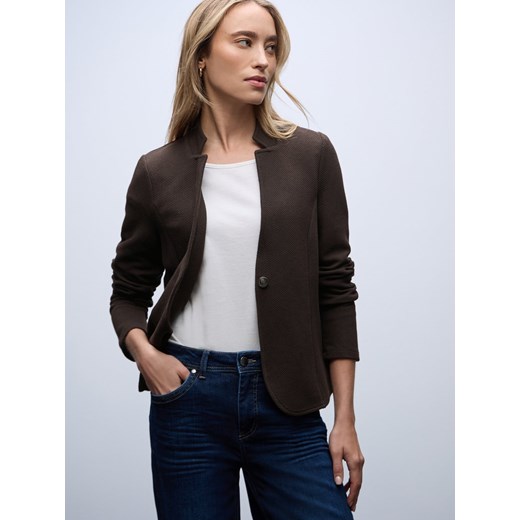 Street One Damska bluza dresowa Kobiety Bawełna czekoladowy wypukły wzór tkaniny ze sklepu vangraaf w kategorii Marynarki damskie - zdjęcie 187912795
