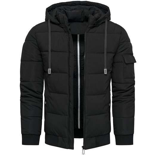 Kurtka męska czarna pikowana z odczepianym kapturem Recea ze sklepu Recea.pl w kategorii Kurtki męskie - zdjęcie 187913207