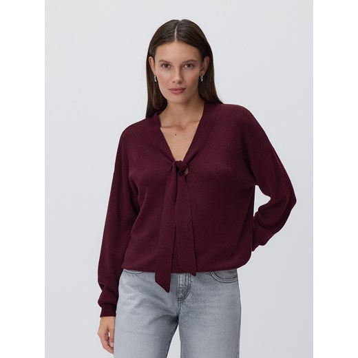 Reserved - Sweter z ozdobnym wiązaniem - bordowy ze sklepu Reserved w kategorii Swetry damskie - zdjęcie 187913288