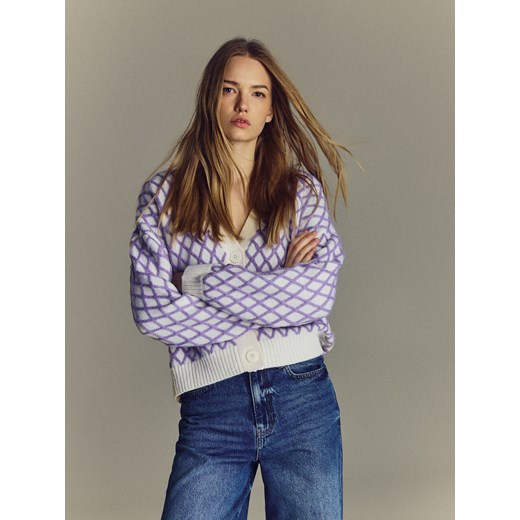 Reserved - Kardigan ze strukturalnym wzorem - wielobarwny ze sklepu Reserved w kategorii Swetry damskie - zdjęcie 187913446