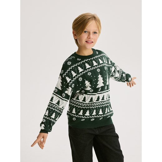 Reserved - Sweter ze wzorem - zielony ze sklepu Reserved w kategorii Swetry chłopięce - zdjęcie 187913579