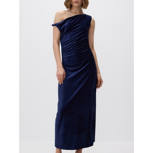 Reserved - Welurowa sukienka maxi - granatowy ze sklepu Reserved w kategorii Sukienki - zdjęcie 187913765