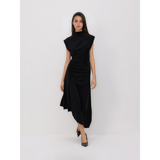 Reserved - Asymetryczna sukienka midi - czarny ze sklepu Reserved w kategorii Sukienki - zdjęcie 187915099