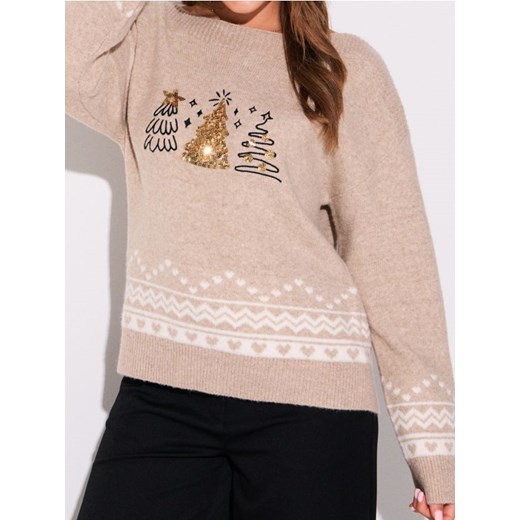 Sinsay - Świąteczny sweter z choinkami i cekinami - wielobarwny Sinsay L Sinsay