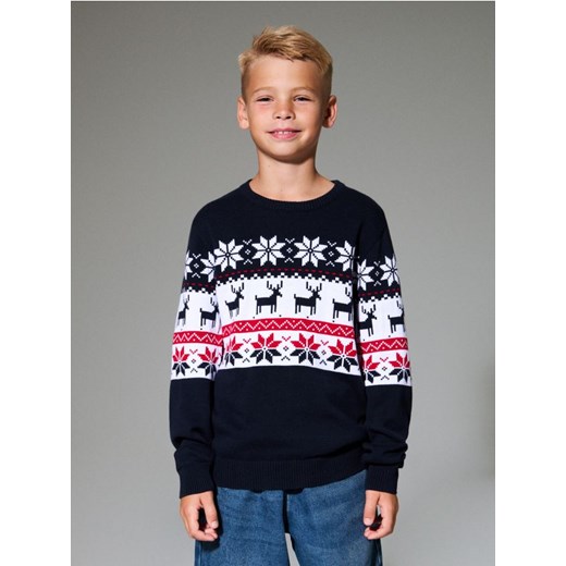 Sinsay - Świąteczny sweter w skandynawski wzór z reniferami i śnieżynkami - Sinsay 158 (12-13 l) Sinsay