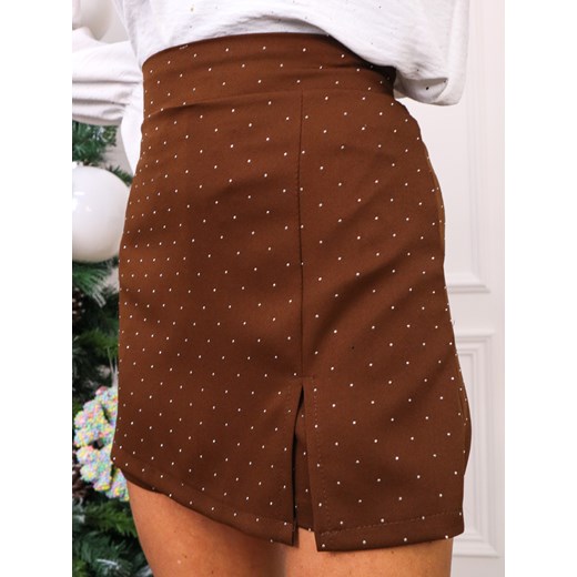 SPÓDNICO-SPODENKI ZDOBIONE CYRKONIAMI- CZEKOLADOWE ze sklepu olika.com.pl w kategorii Spódnice - zdjęcie 187916527