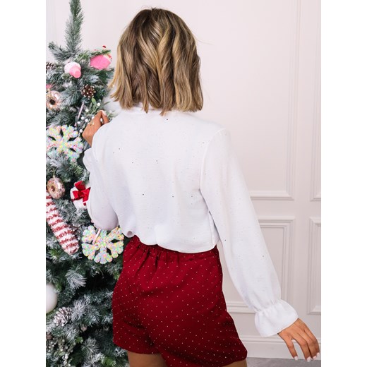 BLUZKA Z OZDOBNYM KRAWATEM I BROKATEM- BIAŁA Olika uniwersalny olika.com.pl