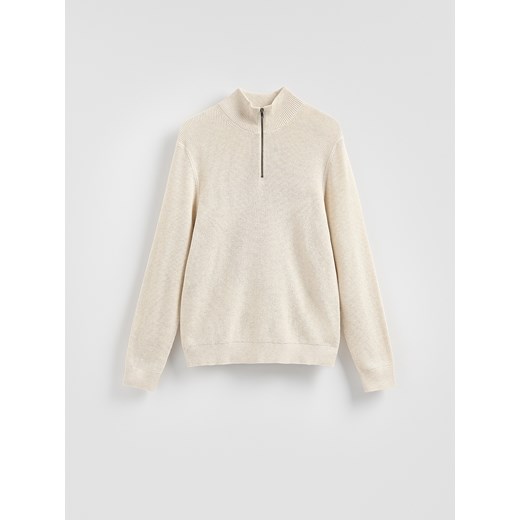 Reserved - Sweter z rozpinanym golfem - beżowy ze sklepu Reserved w kategorii Swetry męskie - zdjęcie 187917227