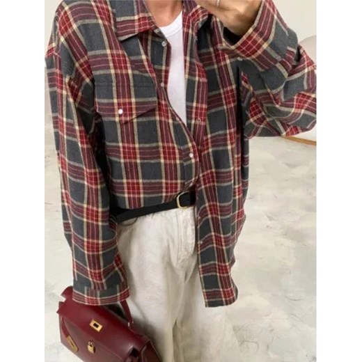 Damska kolorowa koszula w kratę - Czerwony S ze sklepu Intimica.pl w kategorii Koszule damskie - zdjęcie 187917597