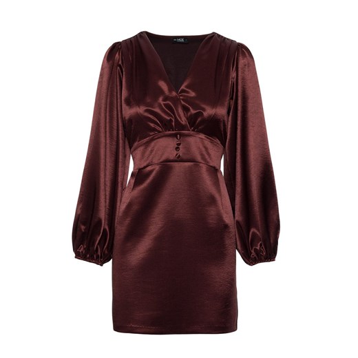 Sukienka mini z bufiastymi rękawami brązowa M888, Kolor brązowy, Rozmiar L, MOE Moe M promocja Primodo