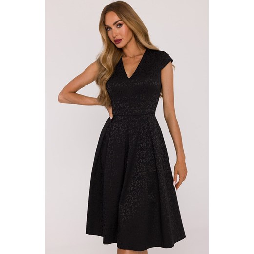Czarna sukienka damska z kontrafałdami M892, Kolor czarny, Rozmiar L, MOE ze sklepu Primodo w kategorii Sukienki - zdjęcie 187917885