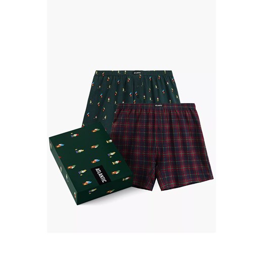 Atlantic 2-pack luźne bokserki męskie 2GMB-013-ZIEC/GRA, Kolor granatowo-zielony, Rozmiar M, ATLANTIC ze sklepu Intymna w kategorii Majtki męskie - zdjęcie 187918008