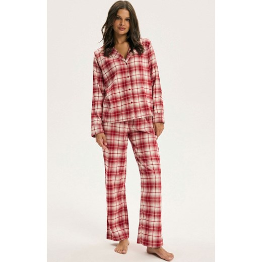 Esotiq rozpinana piżama damska Chrismis 44548-33X, Kolor czerwony-kratka, Rozmiar L, Esotiq ze sklepu Intymna w kategorii Piżamy damskie - zdjęcie 187918165