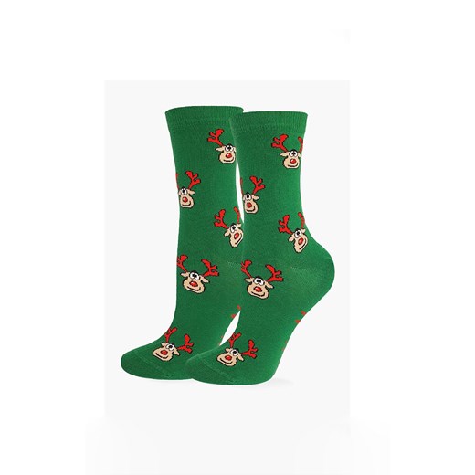 Marilyn świąteczne skarpetki damskie Rudolf Green, Kolor zielony-wzór, Rozmiar 36-40, Marilyn ze sklepu Intymna w kategorii Skarpetki damskie - zdjęcie 187918269