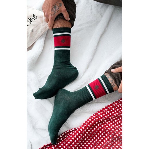 Skarpetki Męskie Świąteczne Prążek z choinką 1290.040, Kolor zielono-czerwony, Rozmiar 43-46, Milena ze sklepu Intymna w kategorii Skarpetki męskie - zdjęcie 187918306