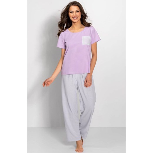 Piżama damska z długimi spodniami Caroline, Kolor fioletowo-szary, Rozmiar S, Momenti per me ze sklepu Intymna w kategorii Piżamy damskie - zdjęcie 187918345
