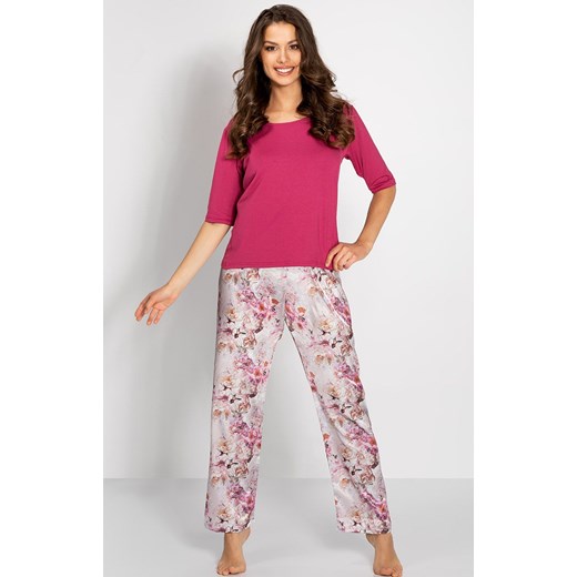 Elegancka piżama damska Cascada, Kolor różowy-wzór, Rozmiar S, Momenti per me ze sklepu Intymna w kategorii Piżamy damskie - zdjęcie 187918475