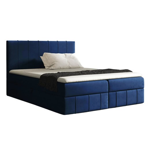 Granatowe łóżko kontynentalne z pojemnikiem 5 rozmiarów N0-R54 ze sklepu Edinos.pl w kategorii Łóżka i materace - zdjęcie 187918496