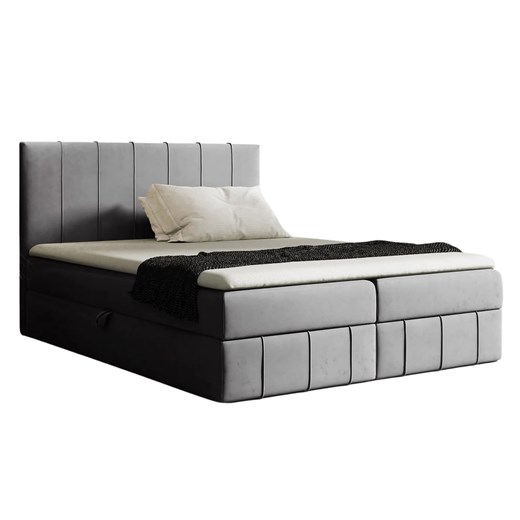 Szare łóżko kontynentalne z pojemnikiem 5 rozmiarów Z1-N17 ze sklepu Edinos.pl w kategorii Łóżka i materace - zdjęcie 187918506