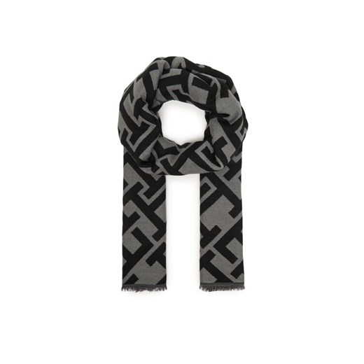 Szal Tommy Hilfiger Th Monogram Heavy Scarf AW0AW18051 Czarny ze sklepu eobuwie.pl w kategorii Szaliki i chusty damskie - zdjęcie 187919268
