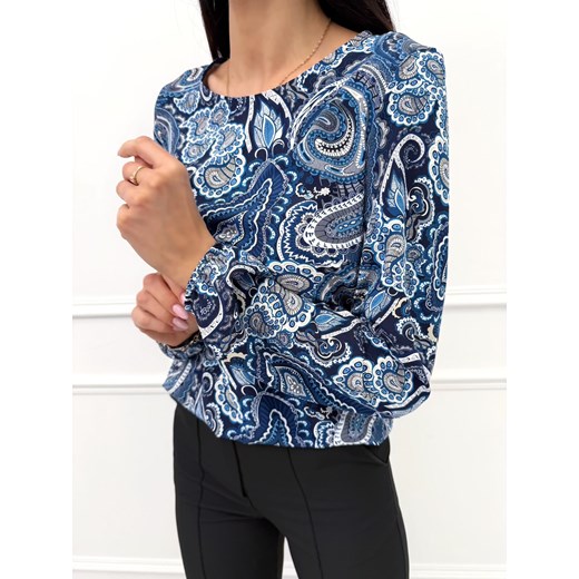 Niebieska Bluzka ze Wzorem Paisley ze sklepu ModnaKiecka.pl w kategorii Bluzki damskie - zdjęcie 187920056