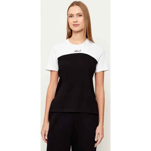 Karl Lagerfeld T-shirt Bw Contrast | Regular Fit ze sklepu Gomez Fashion Store w kategorii Bluzki damskie - zdjęcie 187920469