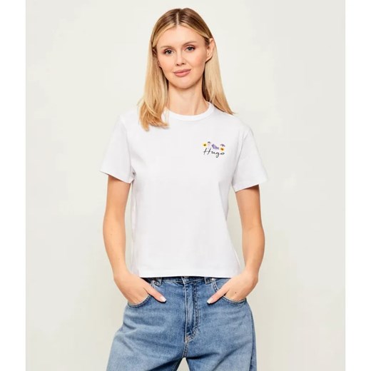 HUGO T-shirt Destrel_4 | Regular Fit ze sklepu Gomez Fashion Store w kategorii Bluzki damskie - zdjęcie 187920479