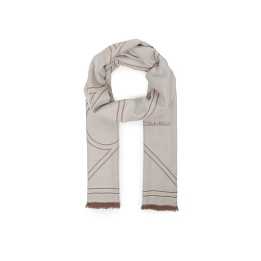 Szal Calvin Klein Emblem Repeat Lw Shawl W Fringes LV04F8074G Biały ze sklepu eobuwie.pl w kategorii Szaliki i chusty damskie - zdjęcie 187922558
