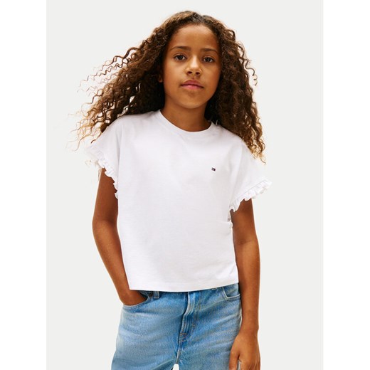 Tommy Hilfiger T-Shirt KG0KG08970 S Biały Regular Fit ze sklepu MODIVO w kategorii Bluzki dziewczęce - zdjęcie 187922908