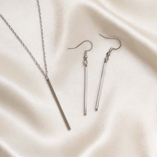 Komplet damski srebrny patyczki delikatny ze stali chirurgicznej ze sklepu otien.com w kategorii Komplety biżuterii - zdjęcie 187923927