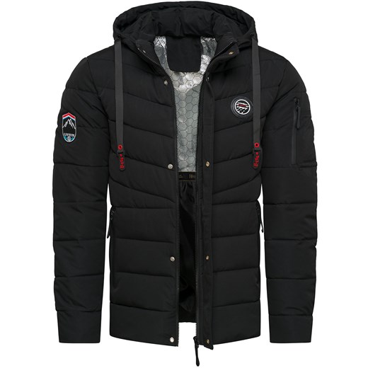 Kurtka męska zimowa czarna z odczepianym kapturem Recea ze sklepu Recea.pl w kategorii Kurtki męskie - zdjęcie 187924057