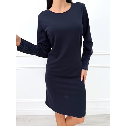 Granatowa Klasyczna Sukienka ze sklepu ModnaKiecka.pl w kategorii Sukienki - zdjęcie 187924716