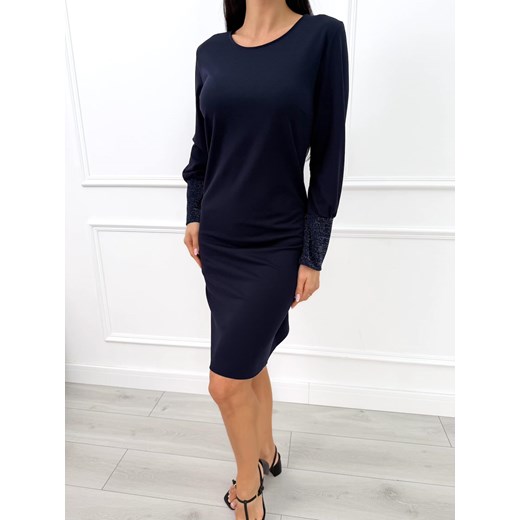 Granatowa Klasyczna Sukienka Modnakiecka.pl 44 ModnaKiecka.pl okazja
