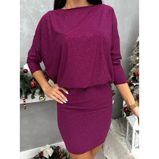 Fioletowa Połyskująca Sukienka Modnakiecka.pl 40 ModnaKiecka.pl