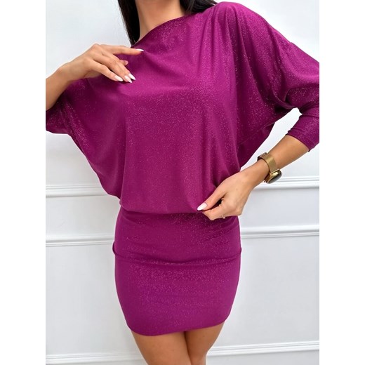 Fioletowa Połyskująca Sukienka Modnakiecka.pl 38 ModnaKiecka.pl