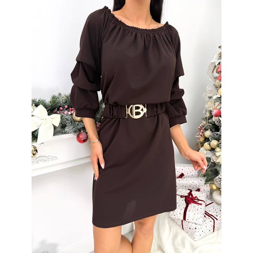 Czekoladowa Sukienka Hiszpanka ze sklepu ModnaKiecka.pl w kategorii Sukienki - zdjęcie 187924749