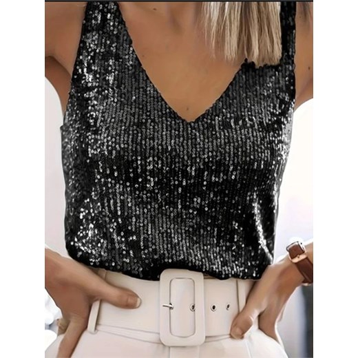 Cekinowy damski top - Czarny S ze sklepu Intimica.pl w kategorii Bluzki damskie - zdjęcie 187927295