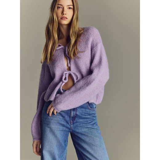 Reserved - Kardigan z wełną alpaki - lawendowy ze sklepu Reserved w kategorii Swetry damskie - zdjęcie 187927907