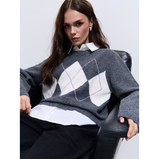 Mohito - Szary sweter z domieszką wełny - szary ze sklepu Mohito w kategorii Swetry damskie - zdjęcie 187930908