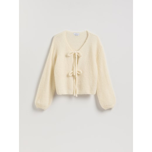 Reserved - Kardigan z wełną alpaki - złamana biel ze sklepu Reserved w kategorii Swetry damskie - zdjęcie 187932778